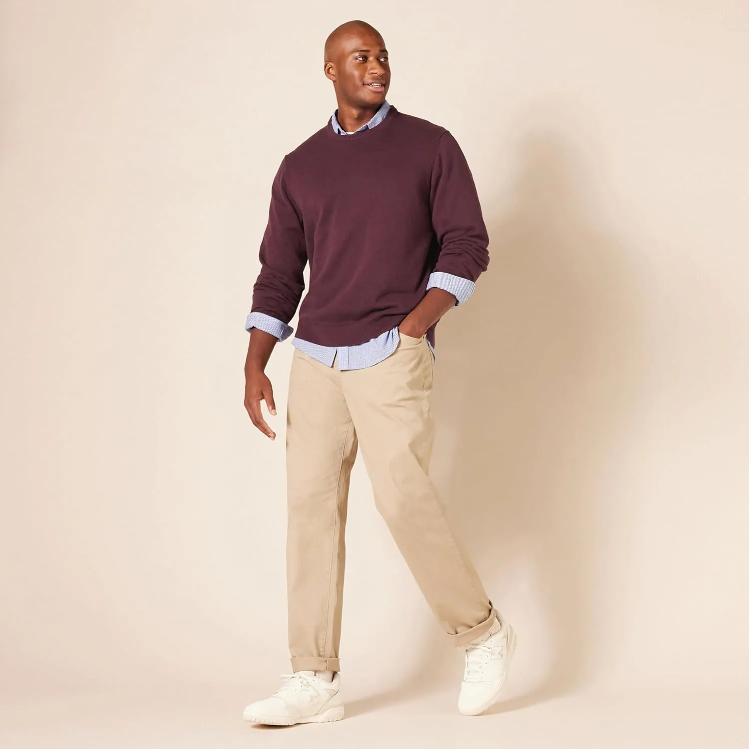 Amazon Essentials Men's Long-Sleeve Crewneck Sweater, 100% Cotton, Big & Tall Options Available