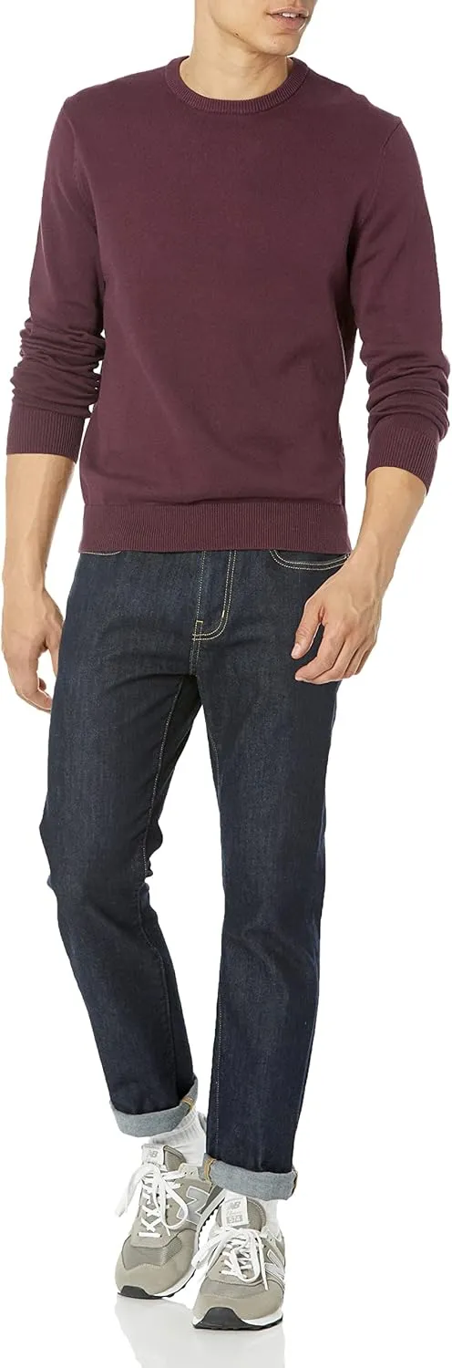 Amazon Essentials Men's Long-Sleeve Crewneck Sweater, 100% Cotton, Big & Tall Options Available