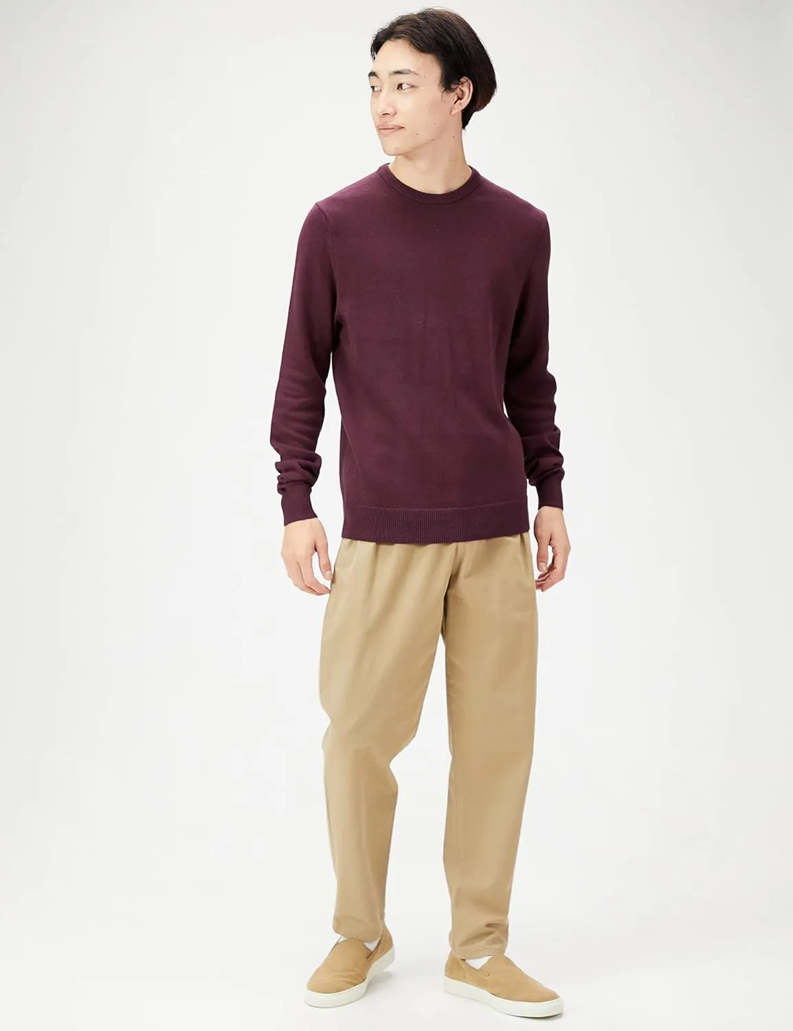 Amazon Essentials Men's Long-Sleeve Crewneck Sweater, 100% Cotton, Big & Tall Options Available