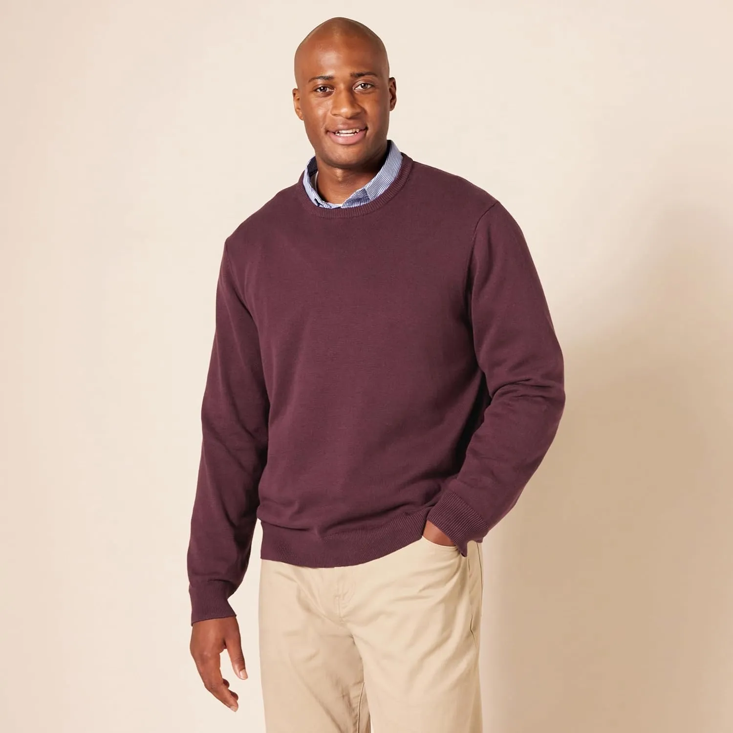 Amazon Essentials Men's Long-Sleeve Crewneck Sweater, 100% Cotton, Big & Tall Options Available