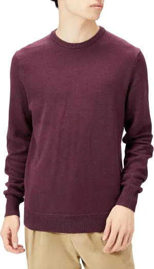 Amazon Essentials Men's Long-Sleeve Crewneck Sweater, 100% Cotton, Big & Tall Options Available