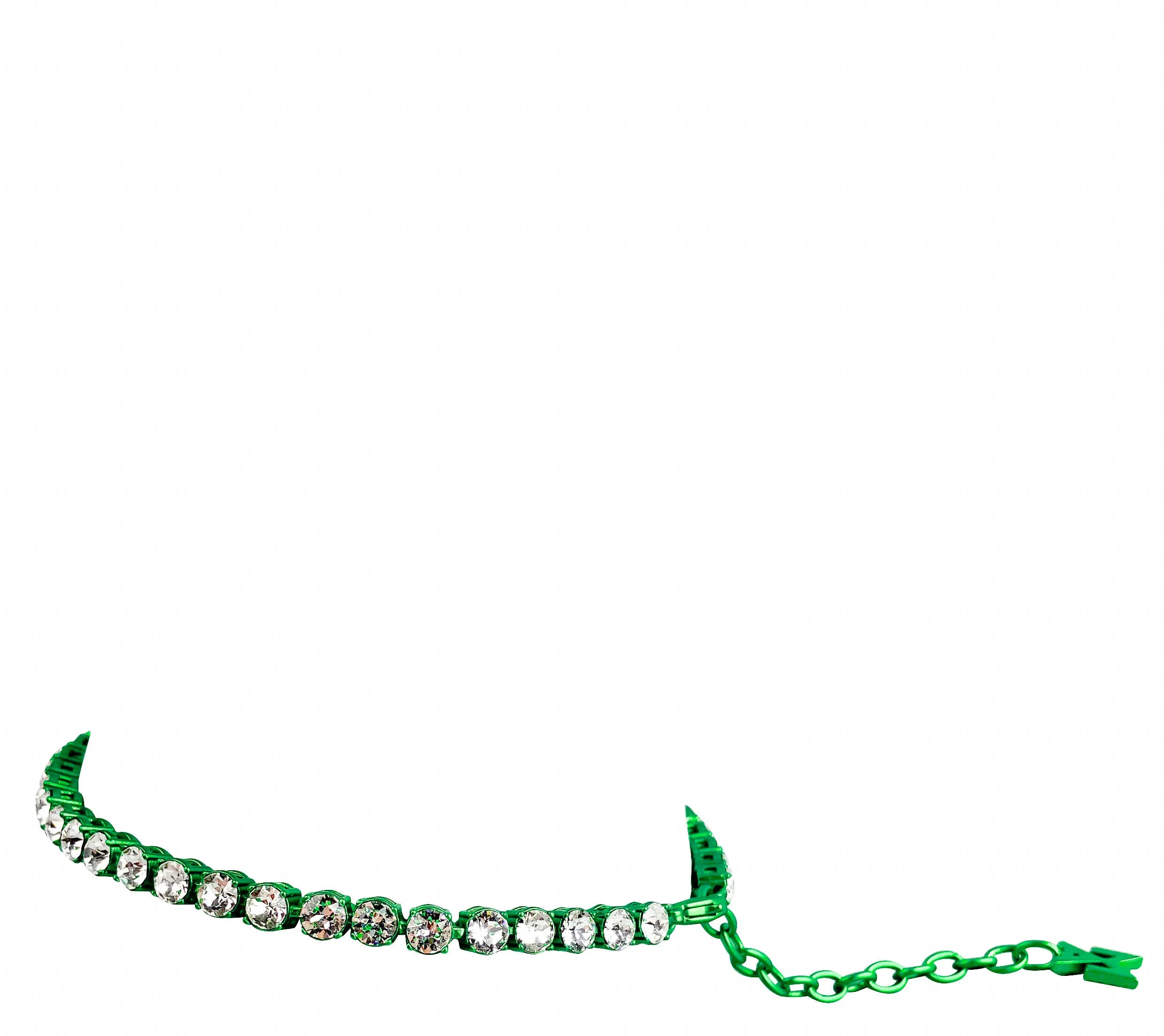 Amina Muaddi Tennis Anklet with Crystals and Green Chrome Base