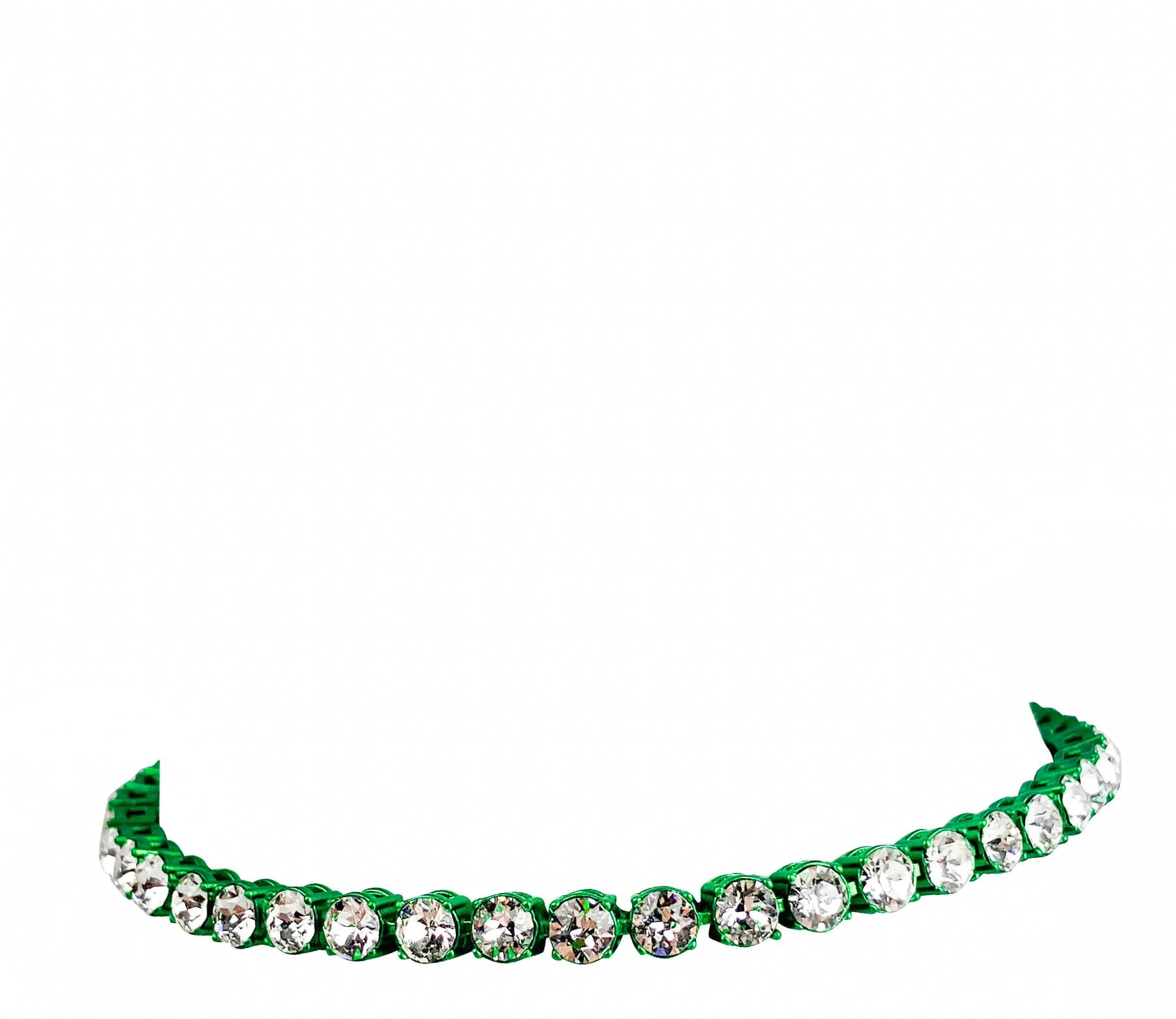 Amina Muaddi Tennis Anklet with Crystals and Green Chrome Base