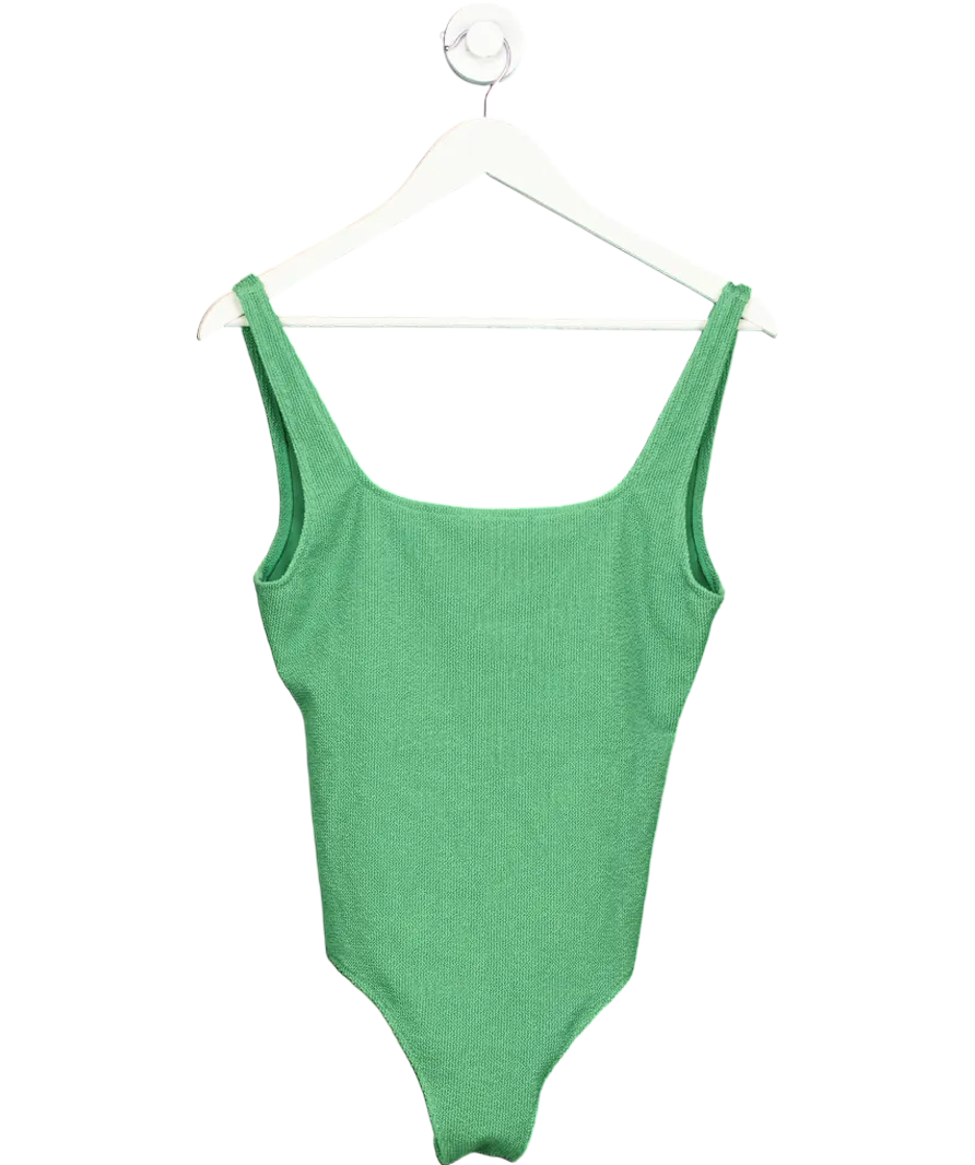 Arket Green Square Neck Crinkle Swimsuit UK 16