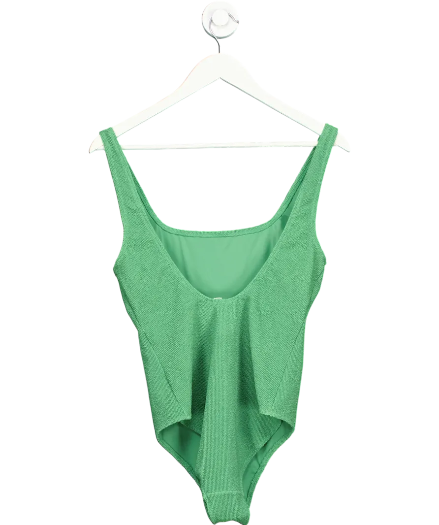 Arket Green Square Neck Crinkle Swimsuit UK 16
