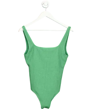 Arket Green Square Neck Crinkle Swimsuit UK 16