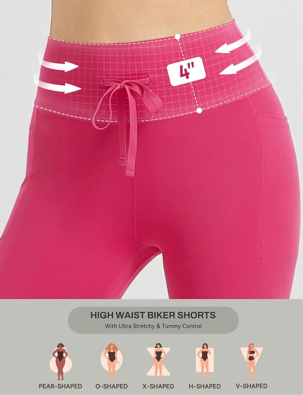 baleaf Women 8" Biker Shorts with Pockets, High Waisted Workout Short Tummy Control Yoga Gym Spandex Running Volleyball