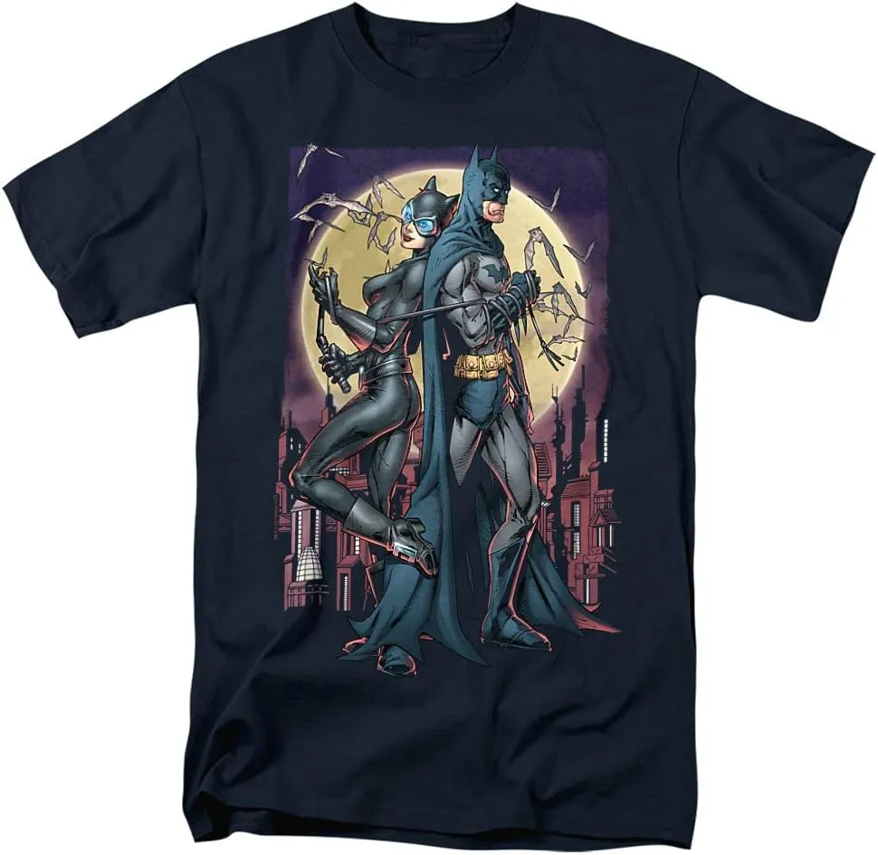Batman and Catwoman Paint The Town Unisex Adult T Shirt for Men and Women