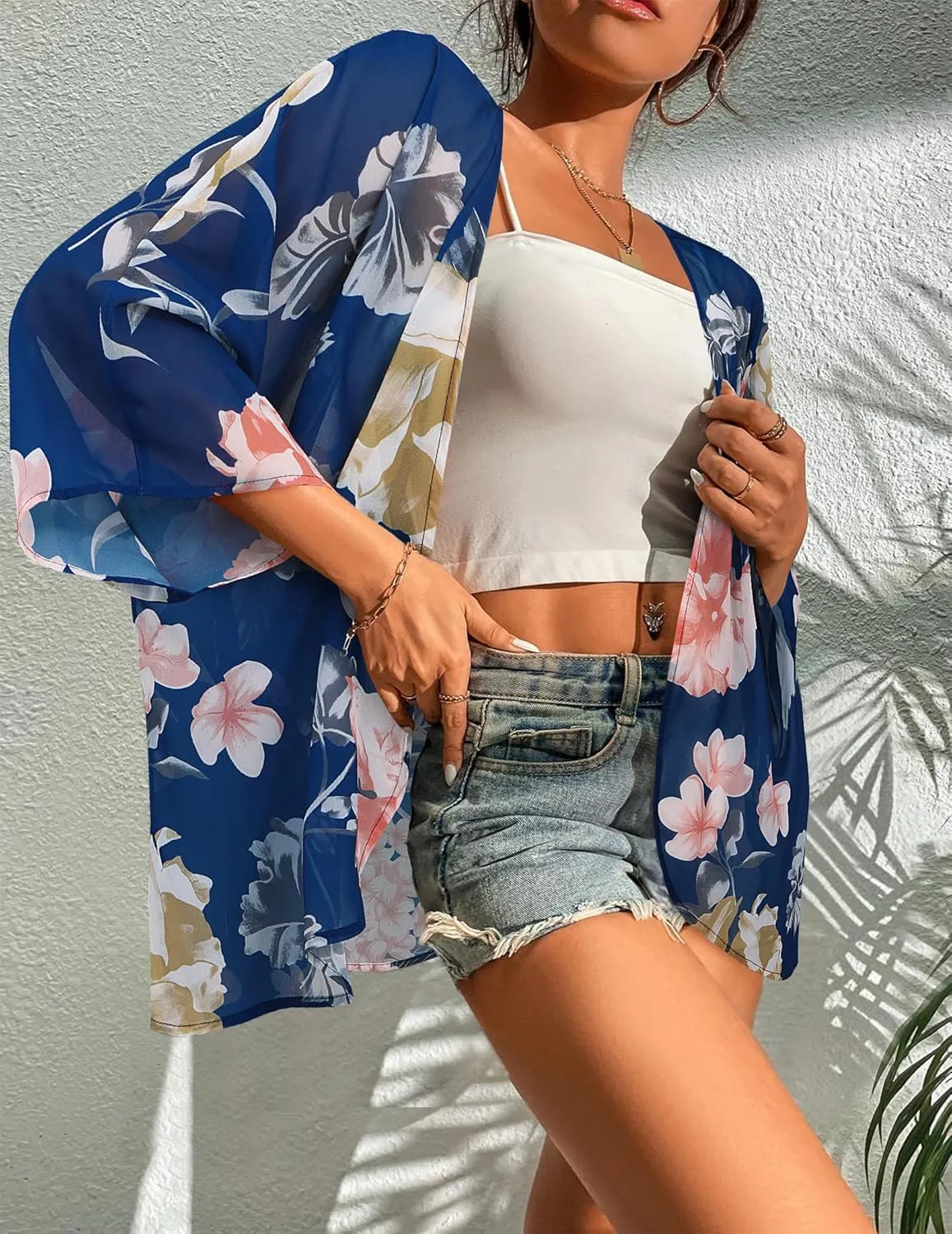 BB&KK Women's Floral Kimono Summer Short Cover Ups Tops
