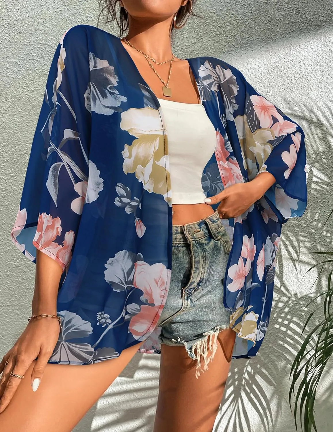 BB&KK Women's Floral Kimono Summer Short Cover Ups Tops