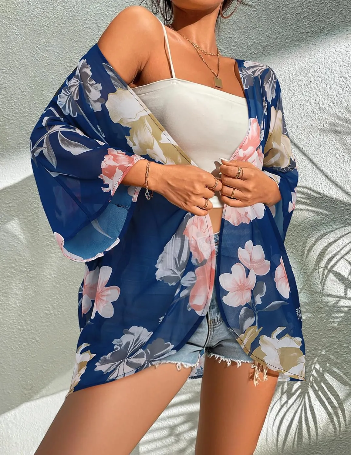 BB&KK Women's Floral Kimono Summer Short Cover Ups Tops