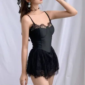 Black Signet     Goth Swimwear Dark Academia Mermaidcore Kawaii Academia Y2K Cottagecore Coquette Fairycore Dollette Princesscore