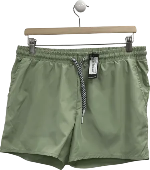 boohooMan Green Short Length Drawcord Swim Shorts UK L