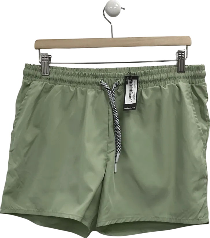 boohooMan Green Short Length Drawcord Swim Shorts UK L