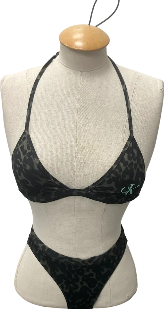 Calvin Klein Green And Black Printed Bikini Set 12 Years