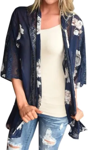 Chunoy Women Summer Kimono Cardigan Chiffon Loose Beach Cover Up Tops