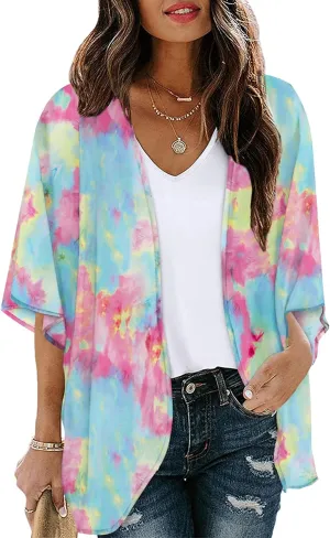 Chunoy Women Summer Kimono Cardigan Chiffon Loose Beach Cover Up Tops