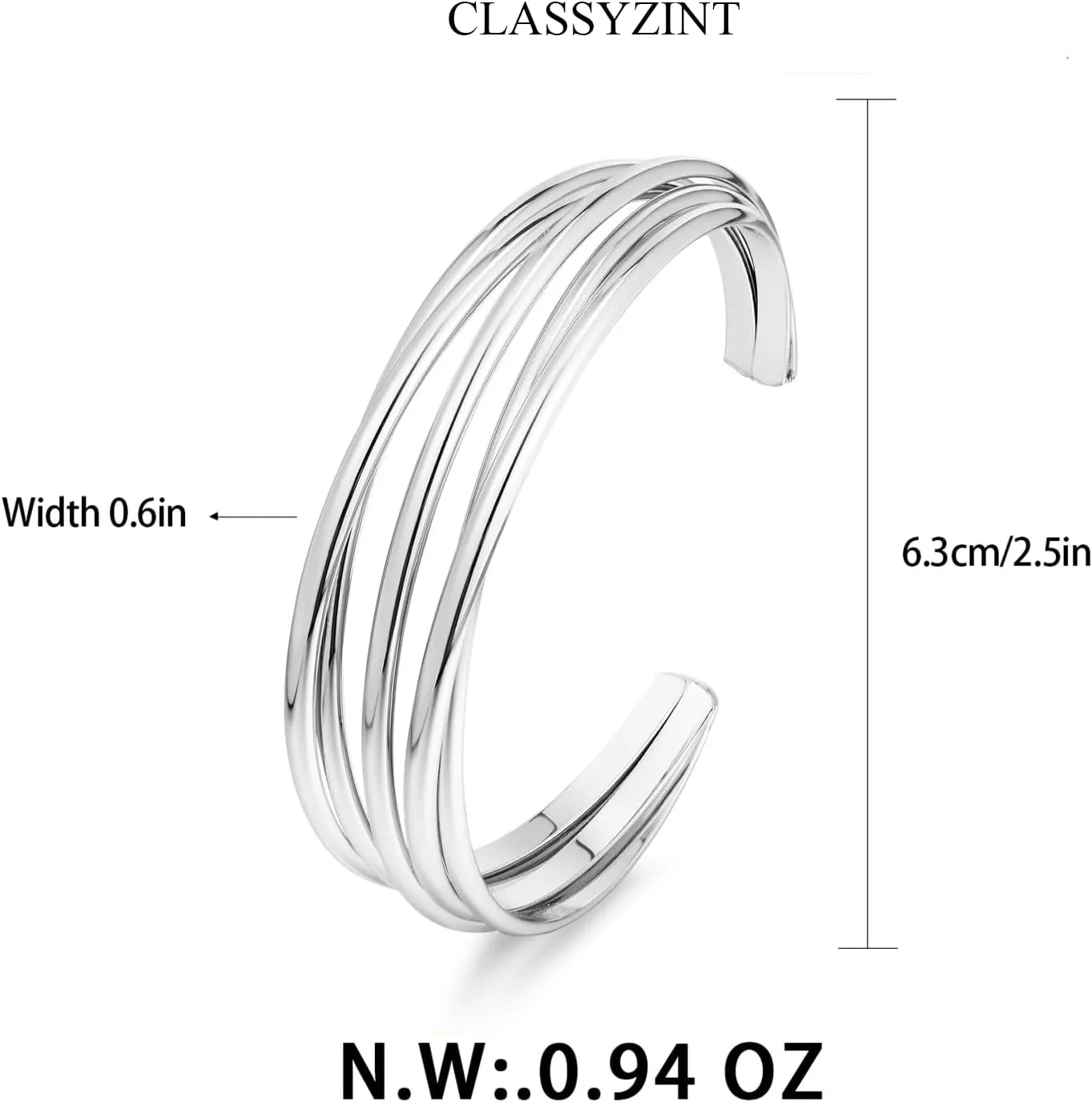 CLASSYZINT Dainty Gold/Silver Muilt-layer Cuff Bangle Bracelets For Women Adjustable Thin Minimalist Open Cuff Bracelet