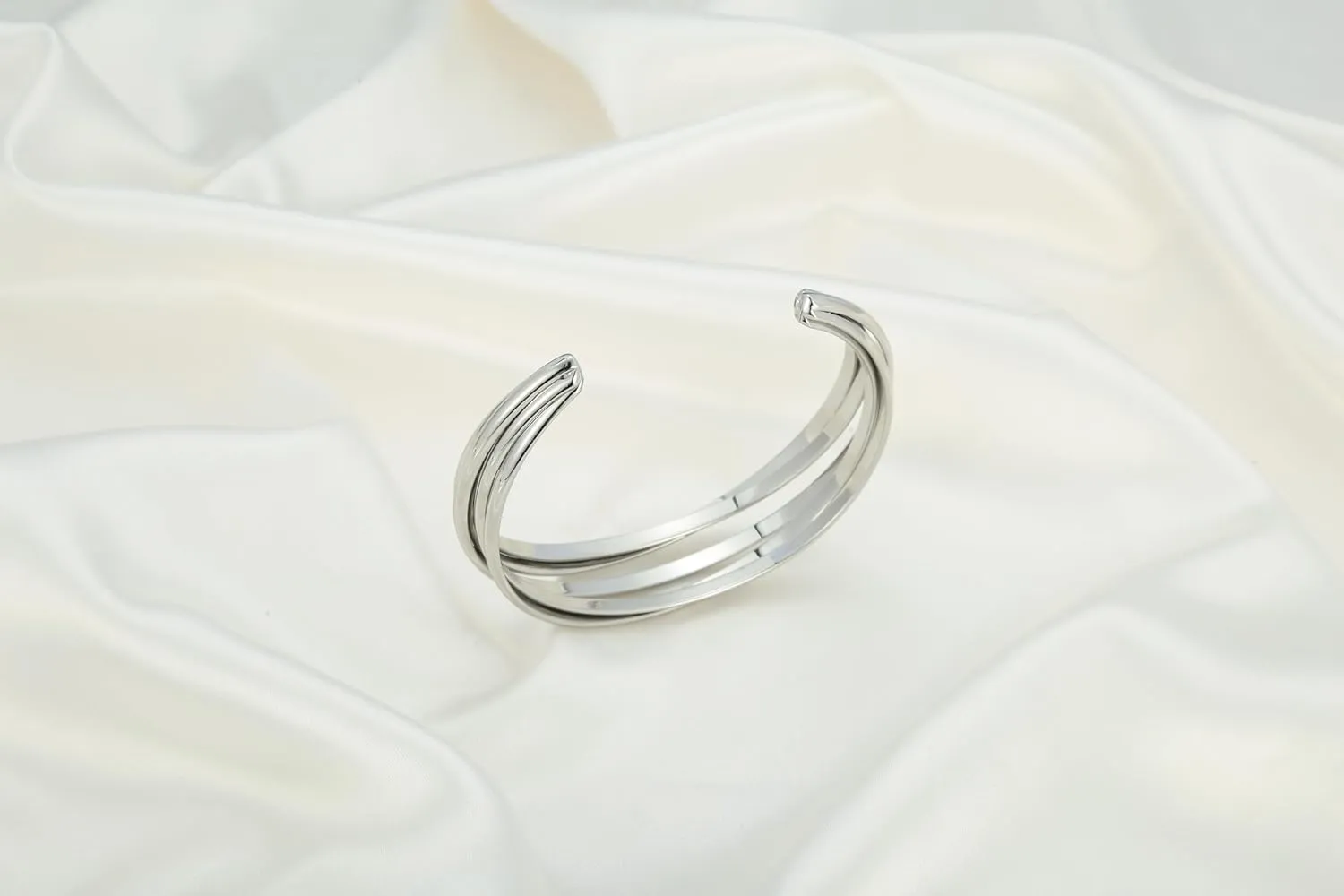 CLASSYZINT Dainty Gold/Silver Muilt-layer Cuff Bangle Bracelets For Women Adjustable Thin Minimalist Open Cuff Bracelet