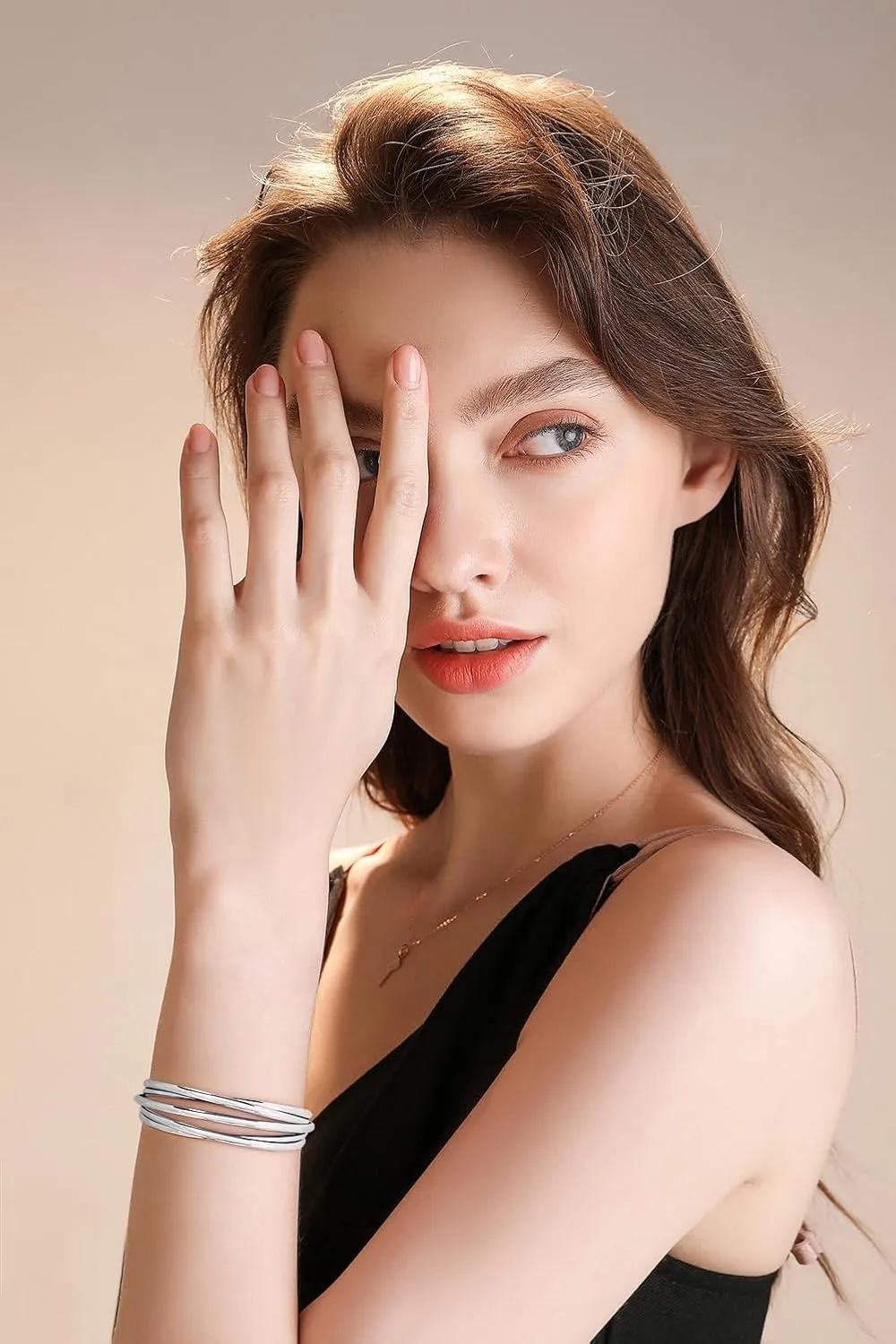 CLASSYZINT Dainty Gold/Silver Muilt-layer Cuff Bangle Bracelets For Women Adjustable Thin Minimalist Open Cuff Bracelet