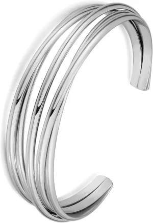 CLASSYZINT Dainty Gold/Silver Muilt-layer Cuff Bangle Bracelets For Women Adjustable Thin Minimalist Open Cuff Bracelet