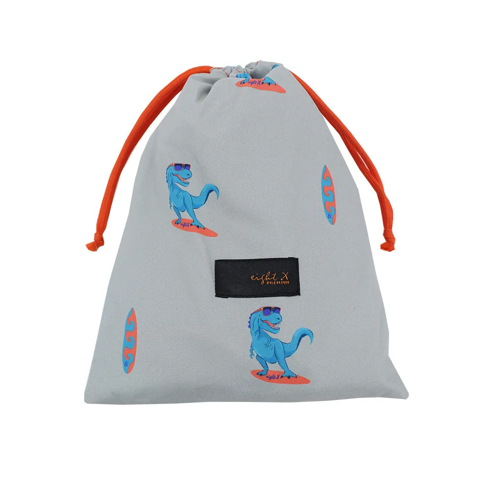 Grey Surfing T-Rex Print Swim Trunks