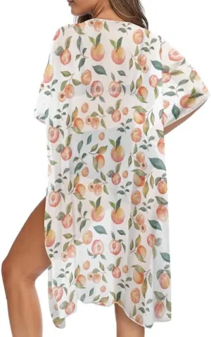Irisjudy Women Swimsuit Cover up Open Front Beach Kimono Lightweight, Abstract Color Long Summer Swimwear Cover Ups