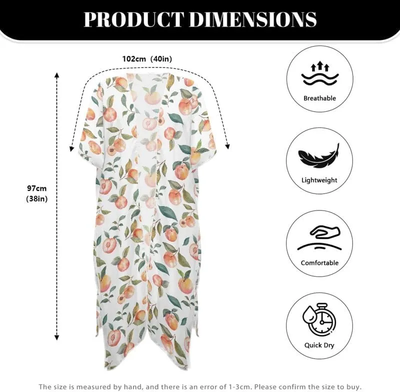 Irisjudy Women Swimsuit Cover up Open Front Beach Kimono Lightweight, Abstract Color Long Summer Swimwear Cover Ups