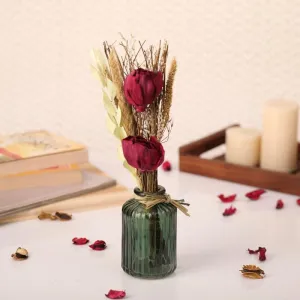 Ivania Vase With Dry Flowers - Red