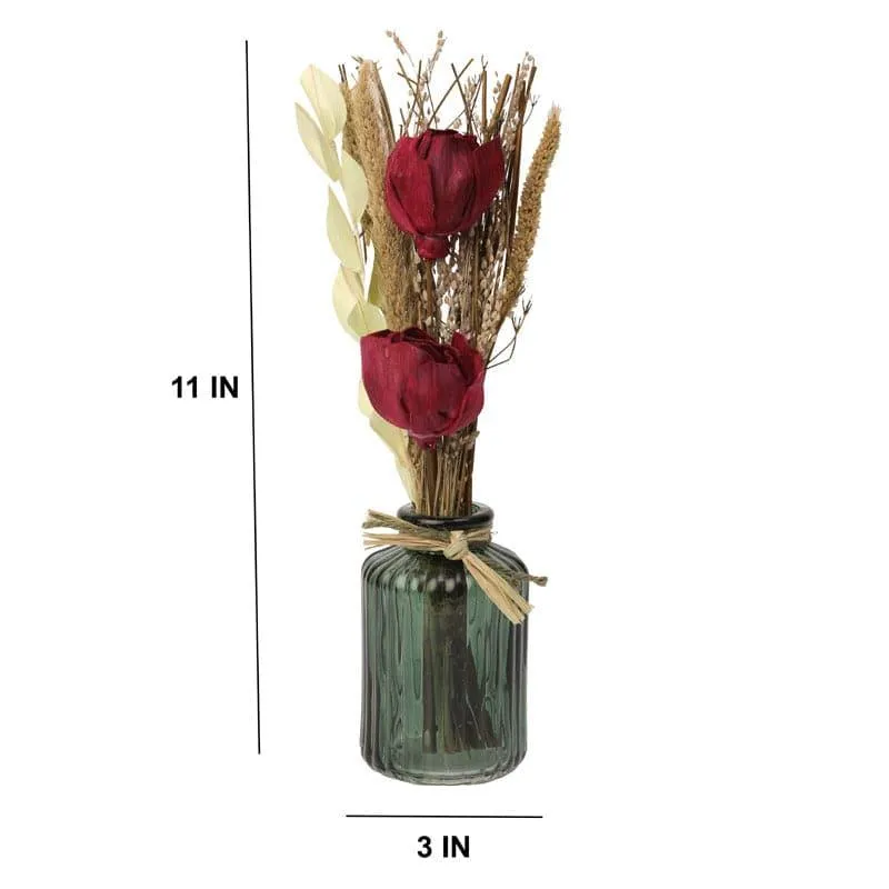 Ivania Vase With Dry Flowers - Red