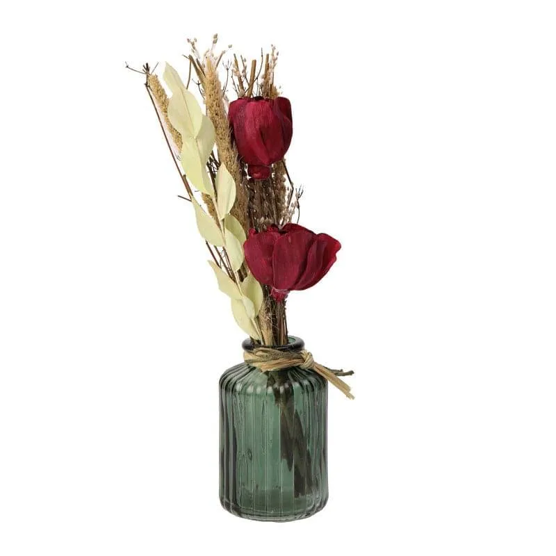 Ivania Vase With Dry Flowers - Red