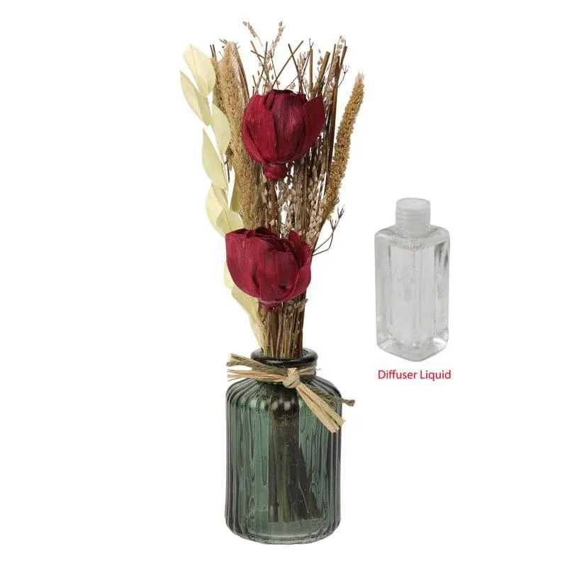 Ivania Vase With Dry Flowers - Red