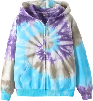 Julerwoo Girls Zip Up Hoodies Soft Cotton Zipper Sweatshirts Top for 2-12 Years
