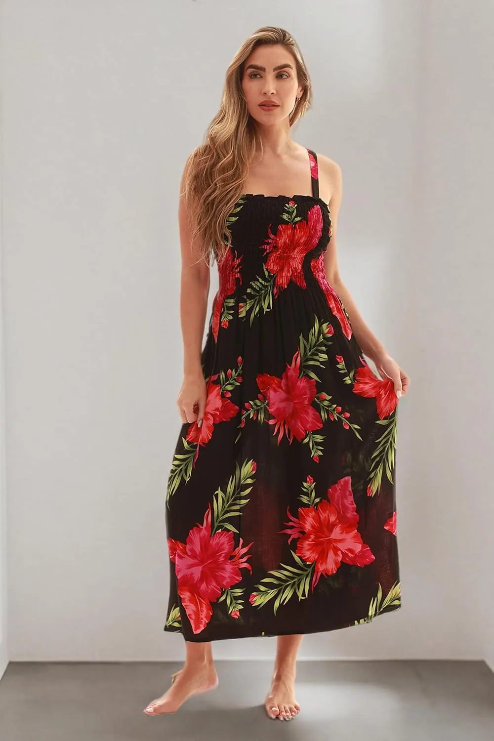 Just Love Floral Print Tube Sundress Swimwear Cover Up Summer Dress for Women