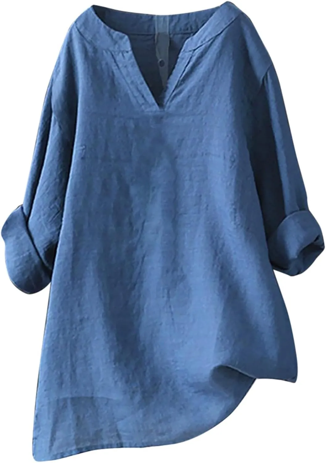 Oversized Crew Neck Linen Tops for Women Sleeve Collar Long Casual Women Shirt Women's Blouse Women's Swimwear Cover