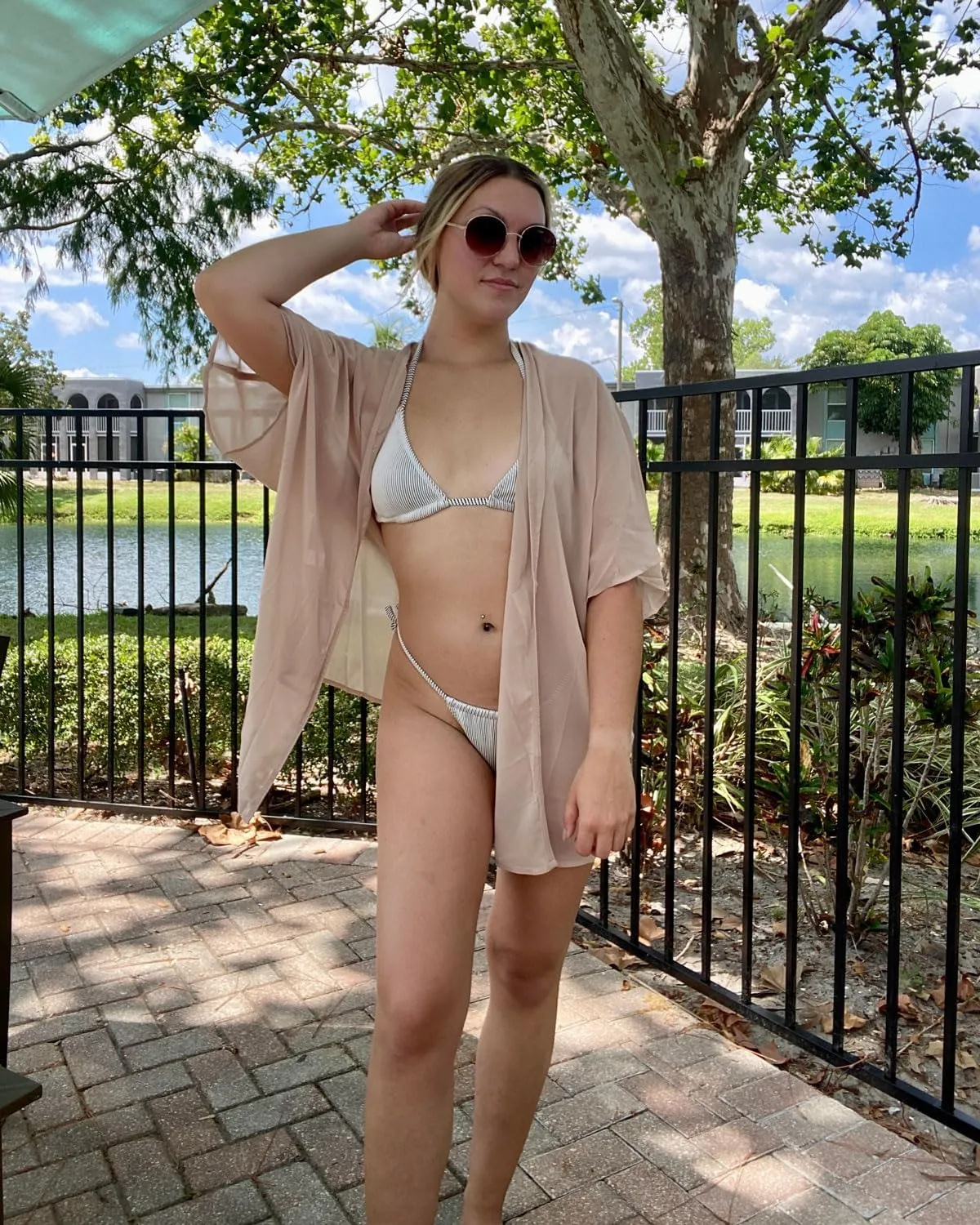 Pinup Fashion Kimono Cover Ups Swimwear Women - Cardigan Sheer Swimsuit Chiffon Open Front Coverup
