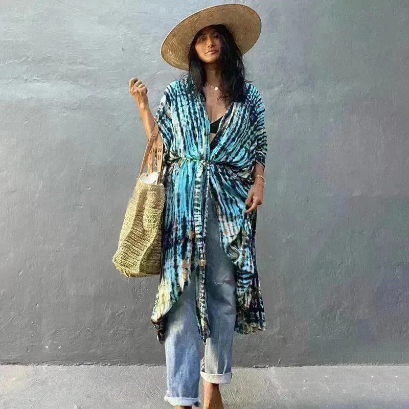 Polyester Ladies Sun Protection Resort Beach Dress Cover Up