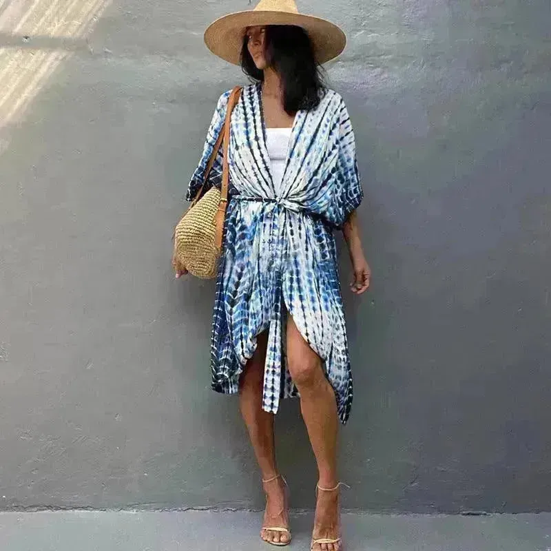 Polyester Ladies Sun Protection Resort Beach Dress Cover Up