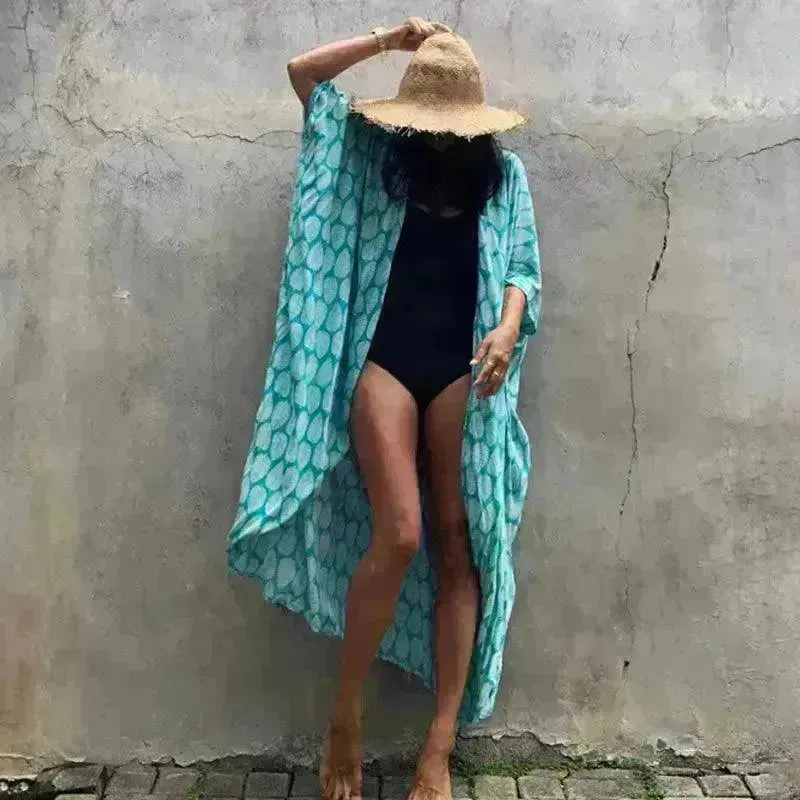 Polyester Ladies Sun Protection Resort Beach Dress Cover Up