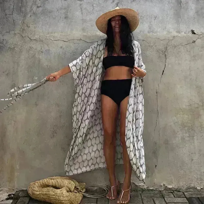 Polyester Ladies Sun Protection Resort Beach Dress Cover Up