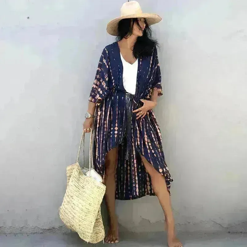 Polyester Ladies Sun Protection Resort Beach Dress Cover Up