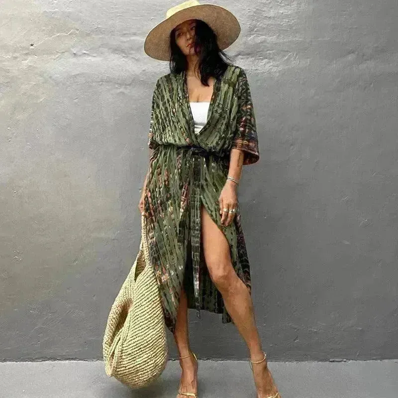 Polyester Ladies Sun Protection Resort Beach Dress Cover Up
