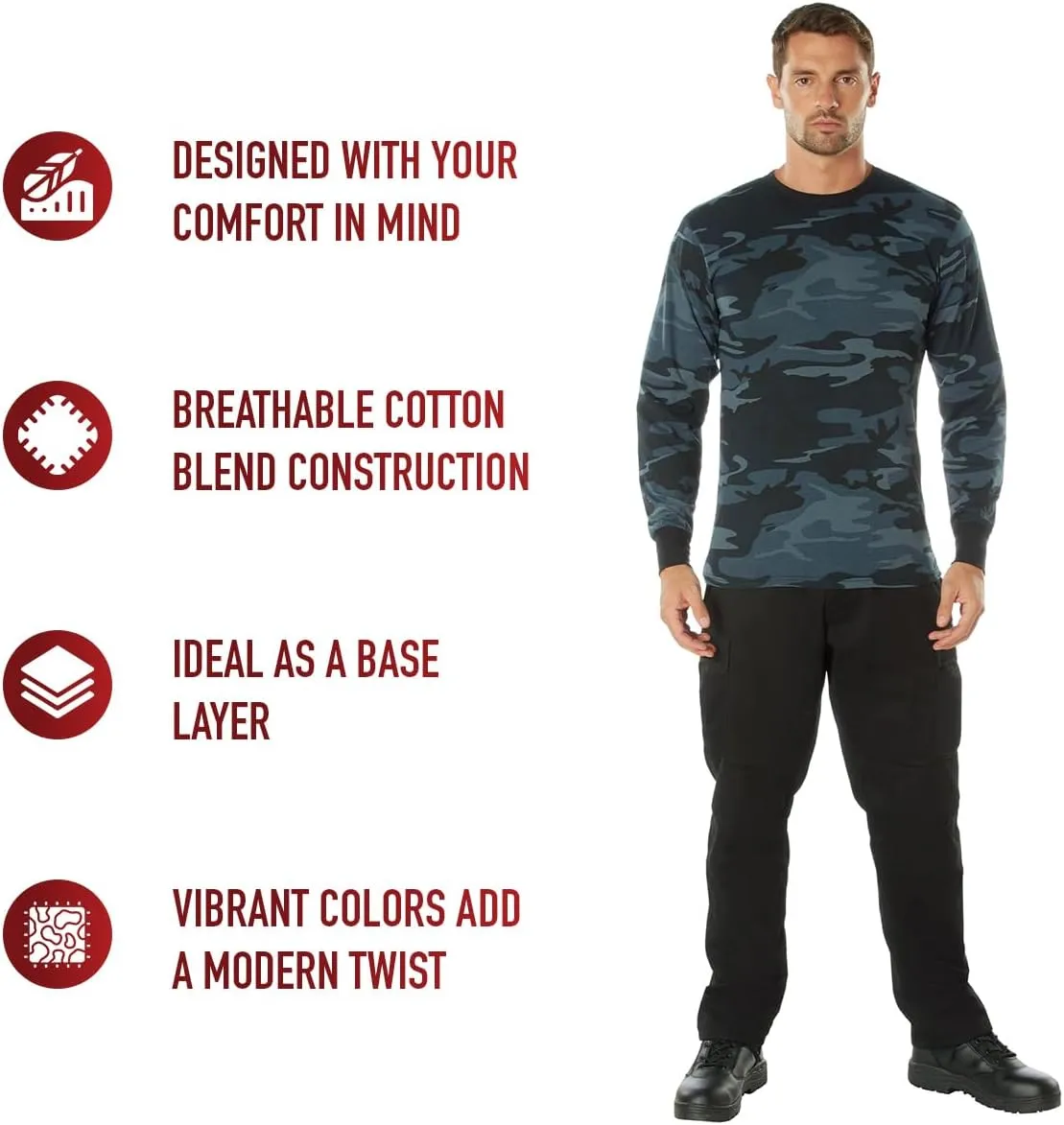 Rothco Mens Long Sleeve Color Camo T-Shirt