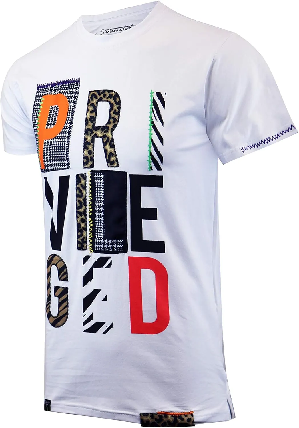SCREENSHOT Mens Hipster Hip-Hop Urban Modern Tees - NYC Street Fashion Streetwear Stylish Longline Print T-Shirt