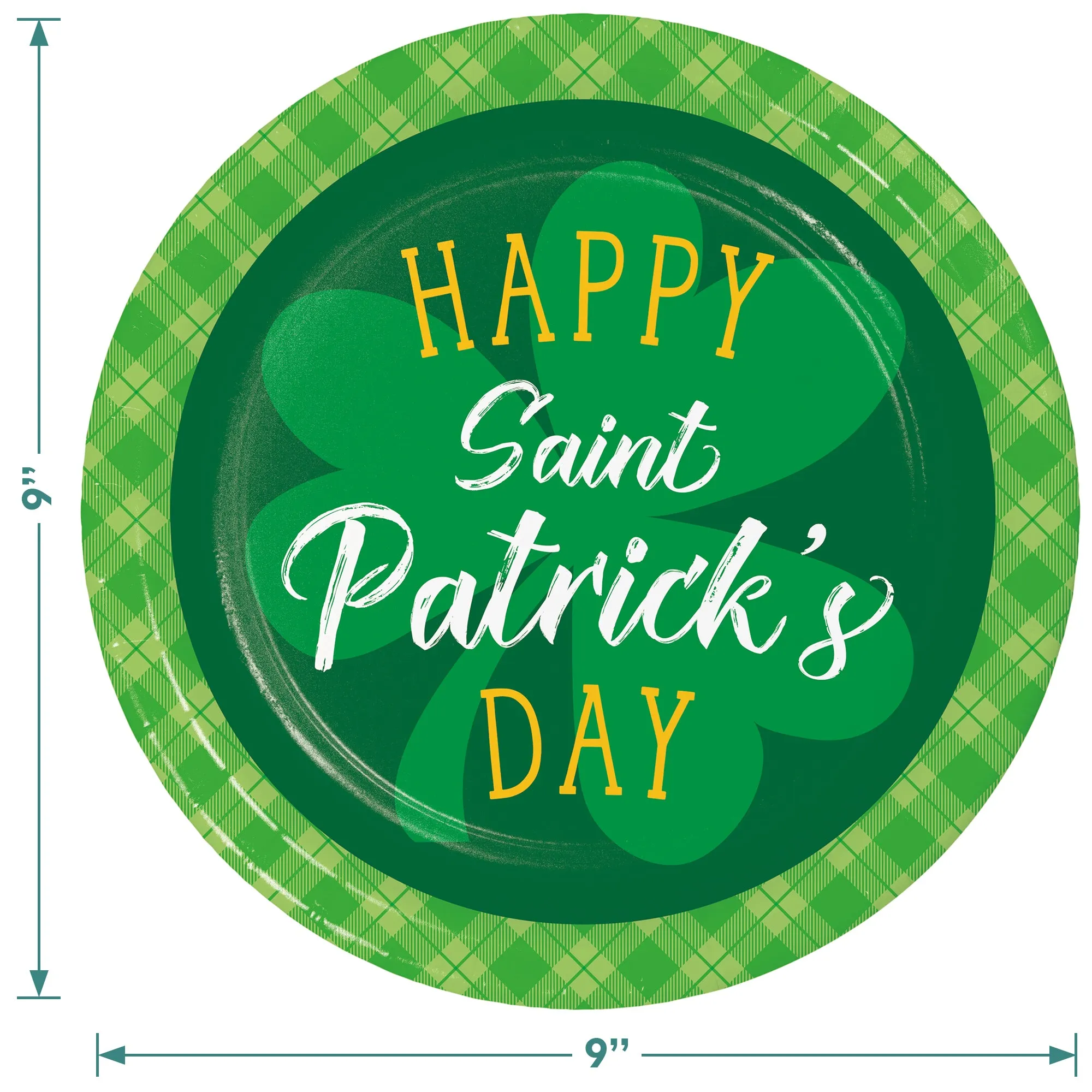 St. Patrick's Day Green & Yellow Shamrock Dinner Plates, Lunch Napkins, and Forks