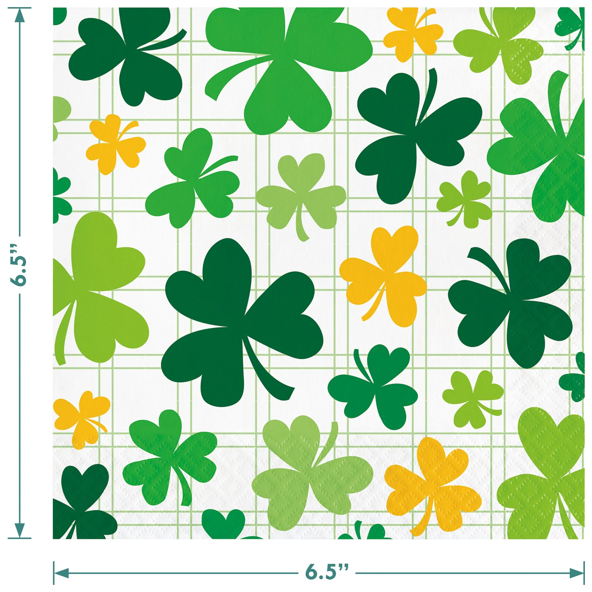St. Patrick's Day Green & Yellow Shamrock Dinner Plates, Lunch Napkins, and Forks