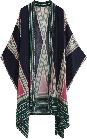 SweatyRocks Women Kimono Vintage Floral Beach Long Cover Up
