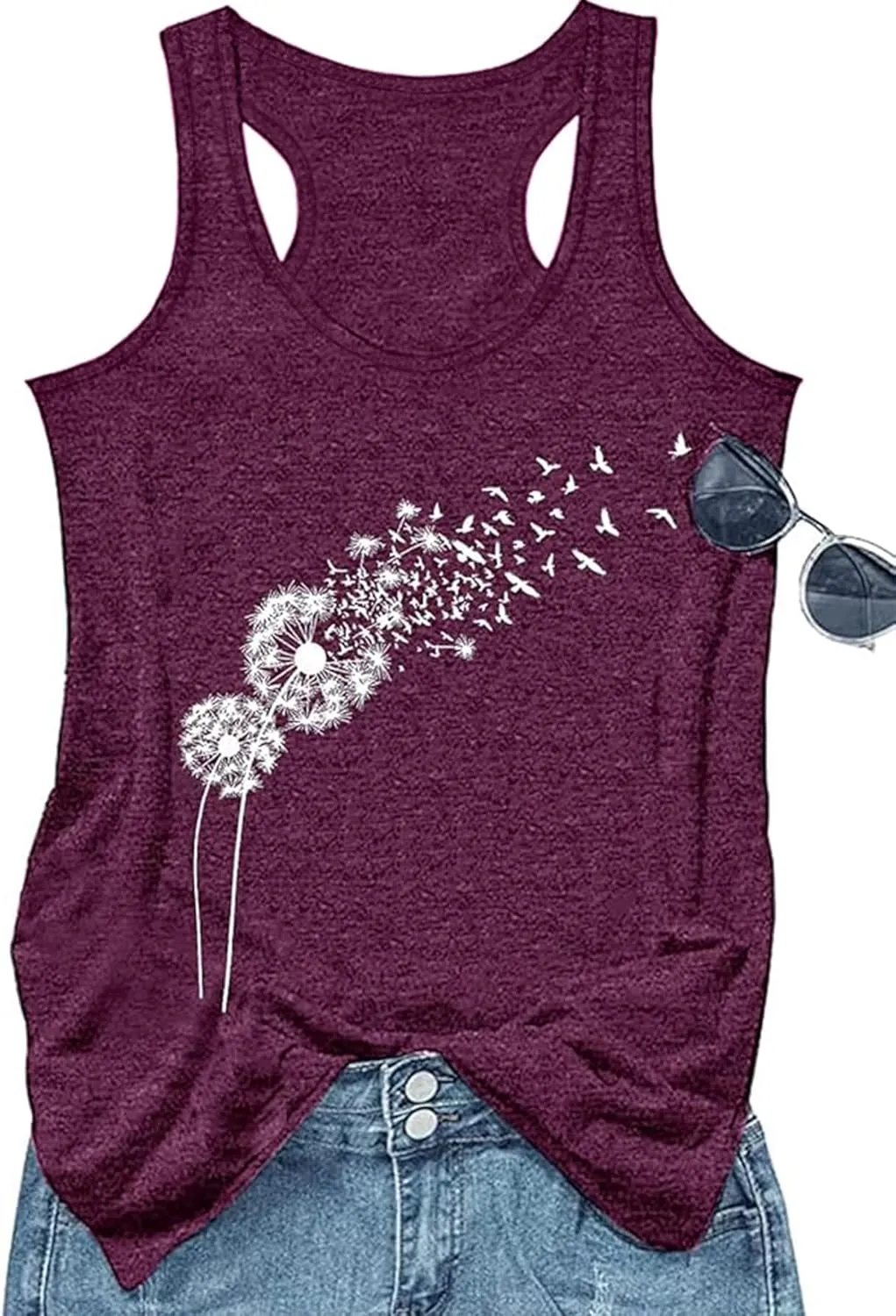 Vintage Mandala Graphic Tank Tops for Women Summer Beach Graphic Loose Tanks Vest Vacation Racerback Tank Cami