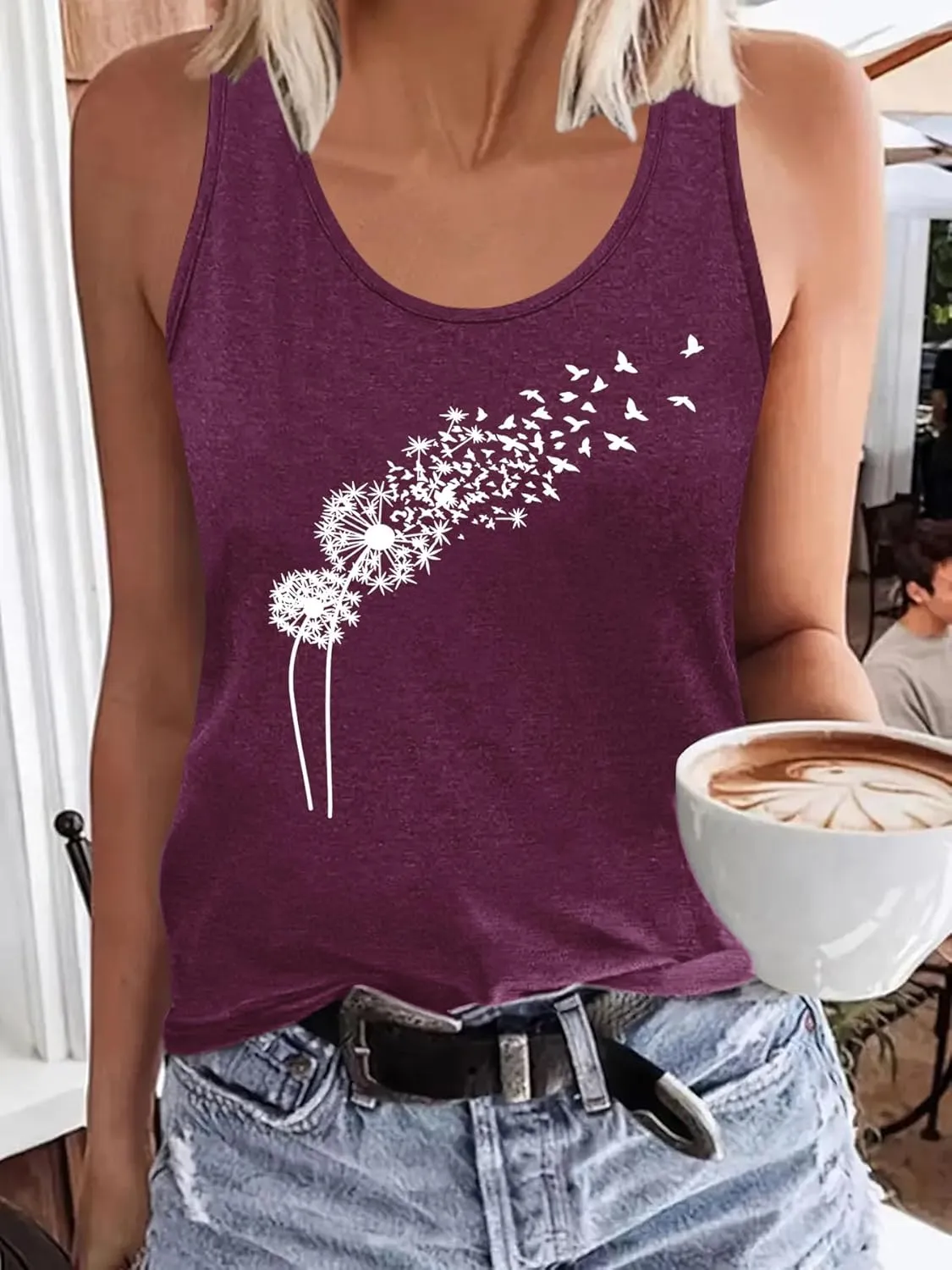 Vintage Mandala Graphic Tank Tops for Women Summer Beach Graphic Loose Tanks Vest Vacation Racerback Tank Cami