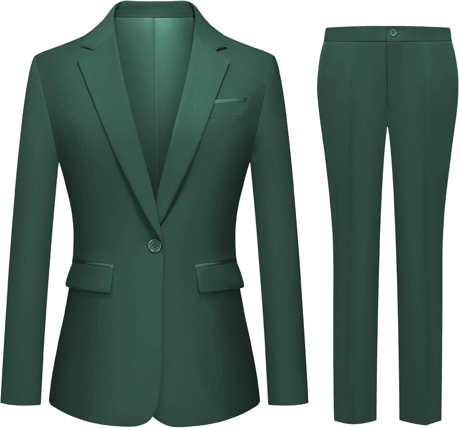 Womens 2 Piece Pants Suit Solid Notch Lapel One Button Slim Fit Blazer Jacket Elastic Waist Pants Tuxedo Set